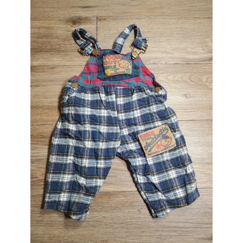 Vintage Baby  Hopscotch Overalls size 0-6 months Preowned‎ Plaid Tough Guy